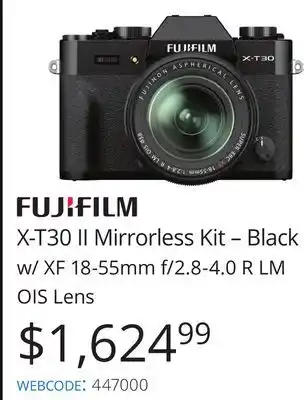 Vistek Fujifilm x-t30 ii mirrorless kit-black w/xf offer