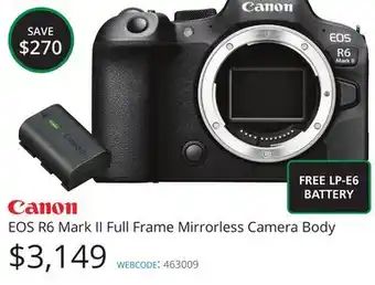 Vistek Canon eos r6 mark ii full frame mirrorless camera body offer