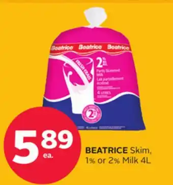 Rexall Beatrice skim, 1% or 2% milk offer