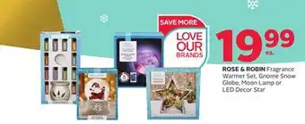 Rexall Rose & robin fragrance warmer set, gnome snow globe, moon lamp or led decor star offer