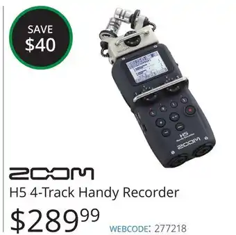 Vistek Zoom h5 4-track handy recorder offer