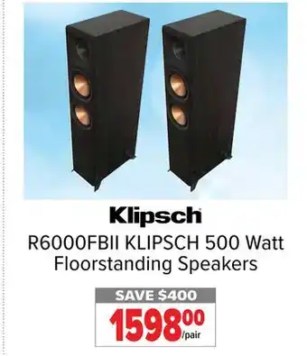 2001 Audio Video Klipsch 500 watt floorstanding speakers offer