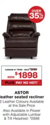 La Z Boy Astor leather seated recliner offer