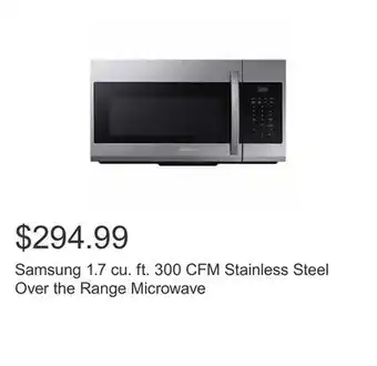 Costco Samsung 1.7 cu. ft. 300 cfm stainless steel over the range microwave offer