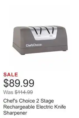 Costco Chef's choice 2 stage rechargeable electric knife sharpener offer