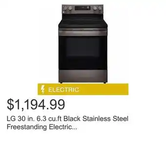 Costco Lg 30 in. 6.3 cu.ft black stainless steel freestanding electric range with fan convection and air fry offer