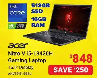 Visions Electronics Acer nitro v i5-13420h gaming laptop offer