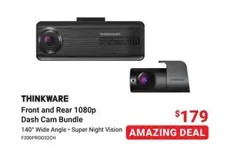 Visions Electronics Thinkware front and rear 1080p dash cam bundle offer