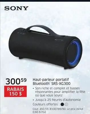 The Source Haut-parleur portatif bluetooth srs-xg300 sony offer