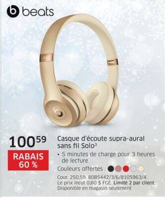 The Source Casque d'écoute supra-aural sans fil solo3 beats offer