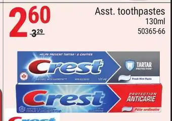 Rossy Crest asst. toothpastes offer