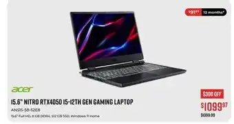 Canex 15.6 nitro rtx4050 i5-12th gen gaming laptop offer