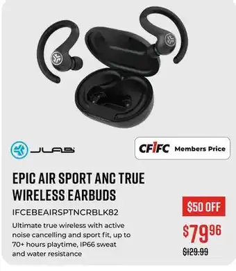 Canex Epic air sport anc true wireless earbuds offer