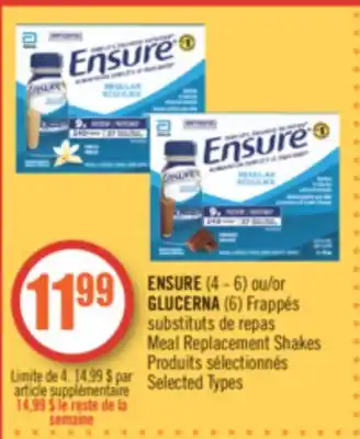 Pharmaprix Ensure (4 - 6) or glucerna (6) meal replacement shakes offer
