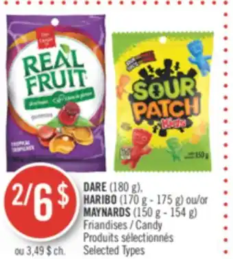 Pharmaprix Dare (180 g), haribo (170 g - 175 g) or maynards (150 g - 154 g) candy offer