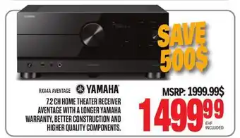 Centre Hi-Fi 7.2 ch home theater receiver aventage with a longer yamaha warranty, better construction and higher quality components offer