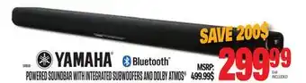 Centre Hi-Fi Yamaha powered soundbar with integrated subwoofers and dolby atmos offer