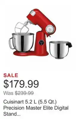 Costco Cuisinart 5.2 l (5.5 qt.) precision master elite digital stand mixer with bonus bowl offer