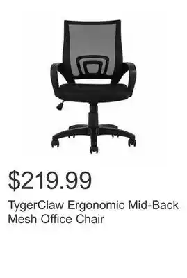 Costco Tygerclaw ergonomic mid-back mesh office chair offer