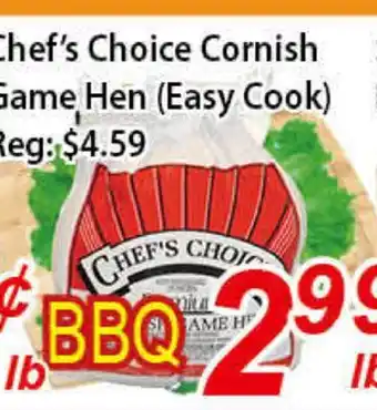 Seasons Foodmart Chef's choice cornish game hen ( easy cook) offer