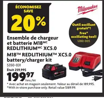 Home Hardware M18tm redlithiumtm xc5.0 battery/charger kit offer