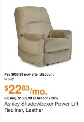 Ashley Furniture Ashley shadowboxer power lift recliner, leather offer