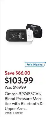 Walmart Omron bp7455can blood pressure monitor with bluetooth & upper arm easy-wrap comfit cuff offer