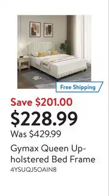 Walmart Gymax queen upholstered bed frame offer