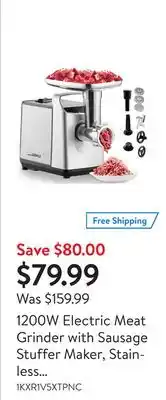 Walmart 1200w electric meat grinder with sausage stuffer maker, stainless steel food processor veggies shredder offer