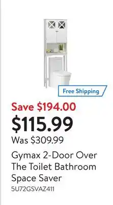 Walmart Gymax 2-door over the toilet bathroom space saver offer