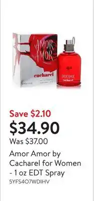 Walmart Amor amor by cacharel for women - 1 oz edt spray offer