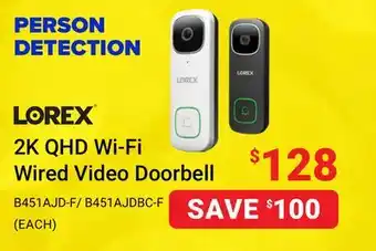 Visions Electronics Lorex 2k qhd wi-fi wired video doorbell offer