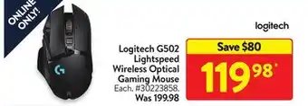 Walmart Logitech g502 lightspeed wireless optical gaming mouse offer