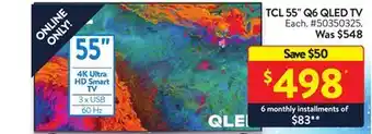 Walmart Tcl 55 q6 qled tv offer