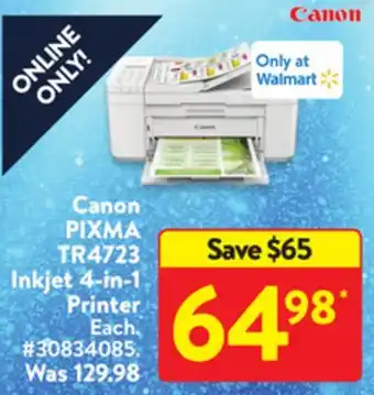 Walmart Canon pixma tr4723 inkjet 4-in-1 printer offer