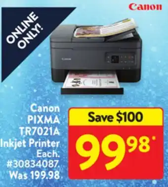 Walmart Canon pixma tr7021a inkjet printer offer