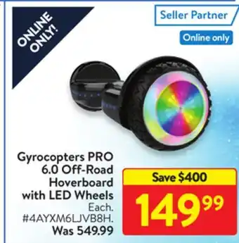 Walmart Gyrocopters pro 6.0 off-road hoverboard with led wheels offer