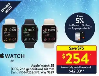 Walmart Apple watch se 40 mm offer