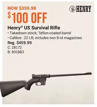 Bass Pro Henry us survival rifle offer