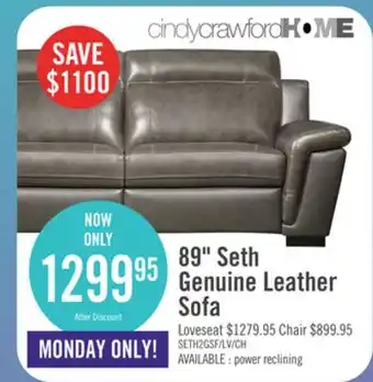 The Brick Seth genuine leather sofa - grey offer