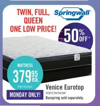 The Brick Springwall venice eurotop twin mattress offer