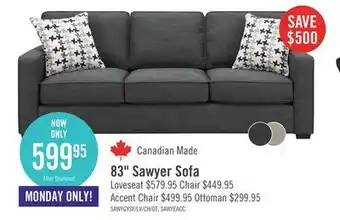 The Brick Sawyer linen-look fabric sofa - charcoal grey offer
