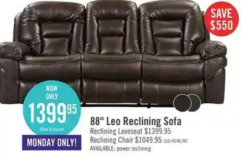 The Brick Leo leath-aire fabric reclining sofa - walnut offer