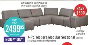 The Brick Modera 7-piece linen-look fabric modular sectional with 1 console - grey offer