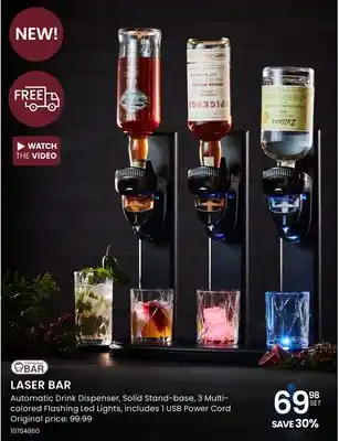 Stokes Laser bar automatic drink dispenser, solid stand-base, 3 multi- colored flashing led lights, includes 1 usb power cord offer