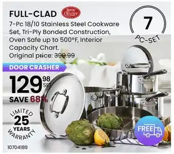 Stokes Full-clad 7-pc 18/10 stainless steel cookware set offer