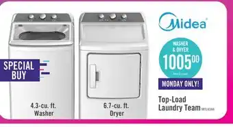 The Brick Midea 4.3 cu. ft. top-load washer and 6.7 cu. ft. electric dryer - white offer