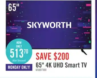 The Brick Skyworth 65 4k uhd smart google tv offer
