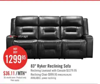 The Brick Ryker leath-aire reclining sofa - grey offer