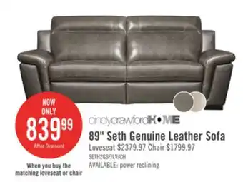 The Brick Seth genuine leather sofa - grey offer
